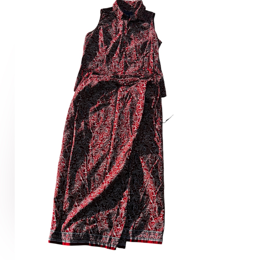 Charter Club Paisley Cotton Set Size 14 Wrap Skirt Burgundy